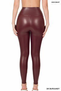 ZENANA HIGH RISE FAUX LEATHER LEGGINGS