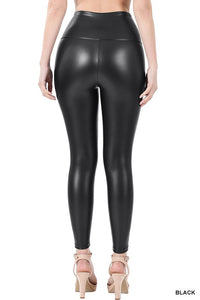 ZENANA HIGH RISE FAUX LEATHER LEGGINGS