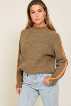 Load image into Gallery viewer, Lumiere Marled Brown Raglan Sleeve Funnel Neck Sweater