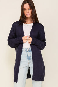 TIMING Long Sleeve Open Front Cardigan With Back Heart