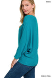 ZENANA Ribbed Batwing Long Sleeve Boat Neck Sweater