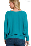 ZENANA Ribbed Batwing Long Sleeve Boat Neck Sweater