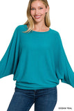 ZENANA Ribbed Batwing Long Sleeve Boat Neck Sweater