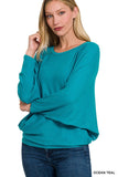 ZENANA Ribbed Batwing Long Sleeve Boat Neck Sweater