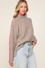 Load image into Gallery viewer, Lumiere Marled Brown Raglan Sleeve Funnel Neck Sweater