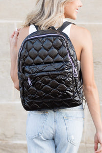 Aili's Corner Jade Metallic Puffer Backpack