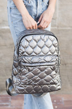 Load image into Gallery viewer, Aili&#39;s Corner Jade Metallic Puffer Backpack