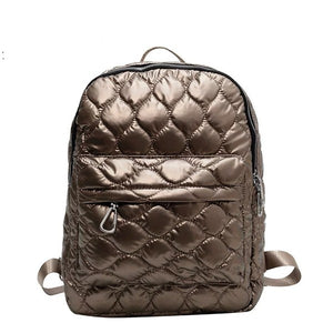 Aili's Corner Jade Metallic Puffer Backpack