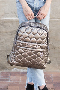 Aili's Corner Jade Metallic Puffer Backpack