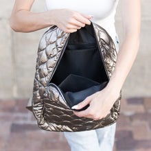 Load image into Gallery viewer, Aili&#39;s Corner Jade Metallic Puffer Backpack