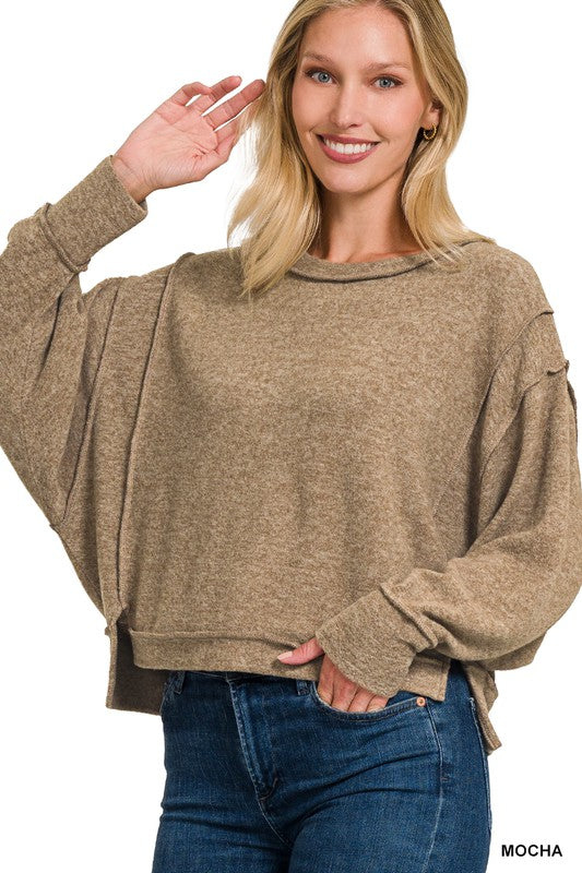 ZENANA Brushed Melange Hacci Oversized Sweater