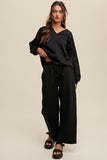 Listicle V-neck Sweatshirt and Pants Set