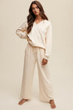 Listicle V-neck Sweatshirt and Pants Set