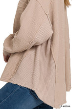 Load image into Gallery viewer, ZENANA Double Gauze Oversized 3/4 Button Henley Neck Top