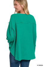 Load image into Gallery viewer, ZENANA Double Gauze Oversized 3/4 Button Henley Neck Top