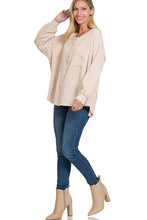 Load image into Gallery viewer, ZENANA Double Gauze Oversized 3/4 Button Henley Neck Top