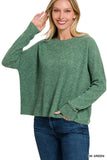 ZENANA RIBBED DOLMAN LONG SLEEVE SWEATER