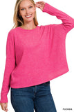 ZENANA RIBBED DOLMAN LONG SLEEVE SWEATER