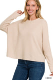 ZENANA RIBBED DOLMAN LONG SLEEVE SWEATER