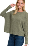 ZENANA RIBBED DOLMAN LONG SLEEVE SWEATER