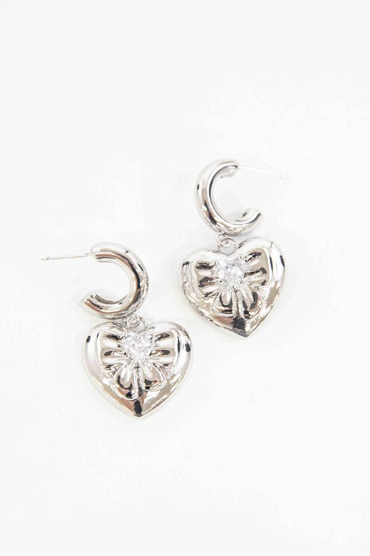 Lovoda Puffed Heart Hoop Earrings