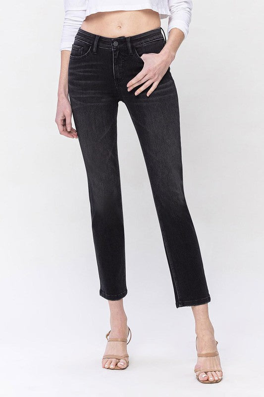 VERVET by Flying Monkey Mid Rise Ankle Slim Straight Jeans