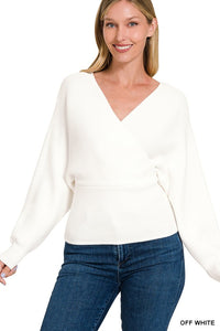 ZENANA Viscose Cross Wrap Pullover Sweater