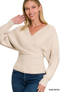 ZENANA Viscose Cross Wrap Pullover Sweater