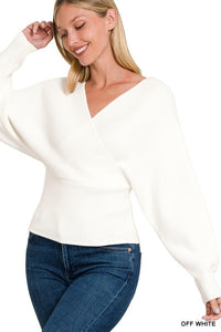 ZENANA Viscose Cross Wrap Pullover Sweater