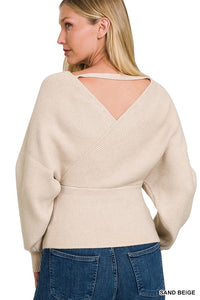 ZENANA Viscose Cross Wrap Pullover Sweater