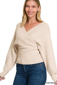 ZENANA Viscose Cross Wrap Pullover Sweater