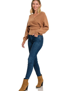 ZENANA Viscose Cross Wrap Pullover Sweater