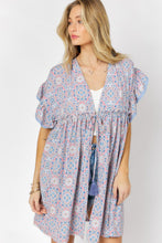 Load image into Gallery viewer, Davi &amp; Dani PRINTED SHORT SLEEVE RUFFLE KIMONO