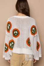 Load image into Gallery viewer, POL V Neck Long Sleeve Peace Pattern Sweater