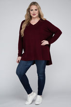 Load image into Gallery viewer, ZENANA Plus Dolman Sleeve V-Neck Side Slit Hi-Low Hem Top