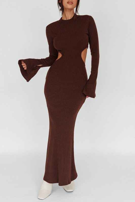 One and Only Collective Inc Long Sleeves with flared Cuffs Knit Maxi Dress