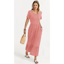 Load image into Gallery viewer, Short Sleeve Maxi Dress Crewneck Casual dress, SMALL, 1EE-165D006