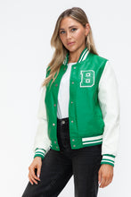 Load image into Gallery viewer, Love Me Now PU Leather Contrast Snap Down Bomber Jacket