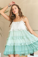 Load image into Gallery viewer, ADORA Swiss Dot Ruffled Tiered Mini Dress