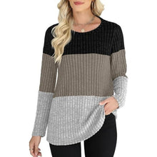 Load image into Gallery viewer, Womens Color Block Tops Striped Lightweight Sweater, 2XL, 3M-130T001