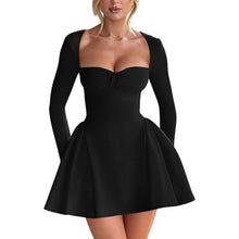 Load image into Gallery viewer, Long Sleeve Sweetheart Neck A-line Ruffle Hem Mini Dress, XL, 6B-142D010