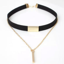 Load image into Gallery viewer, Black Velvet Choker Necklace Strip Rope Chain Bar 10E-J012