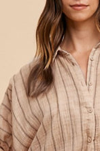 Load image into Gallery viewer, Annie Wear Striped Button Up Half Sleeve Shirt