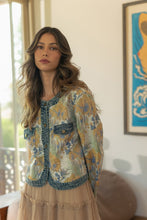 Load image into Gallery viewer, Annie Wear Floral Jacquard Denim Contrast Button Down Jacket