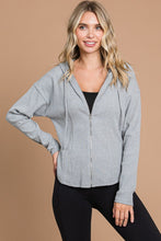 Load image into Gallery viewer, Culture Code Full Size Ribbed Zip Up Drawstring Hooded Jacket