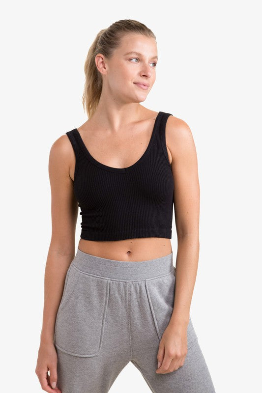 Mono B Ribbed Seamless Cropped Tank Top