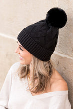 Load image into Gallery viewer, Chunky Knit Fur Pom Beanie