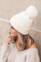 Load image into Gallery viewer, Chunky Knit Fur Pom Beanie