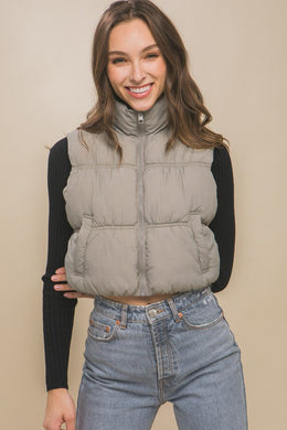 Love Tree High Neck Puffer Vest