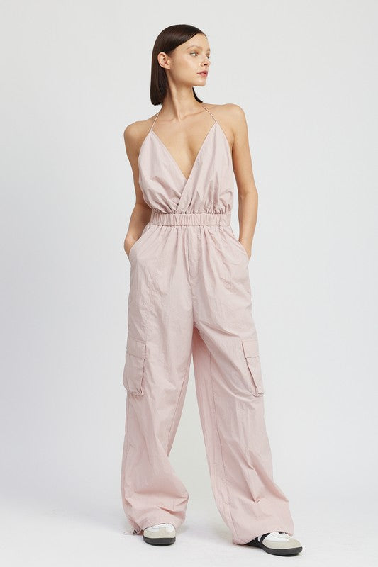 Emory Park SPAGHETTI STRAP CARGO JUMPSUIT